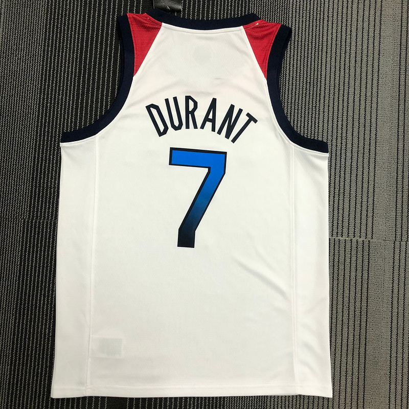 Thai Version Men's Kevin Durant White USA Basketball Player Jersey