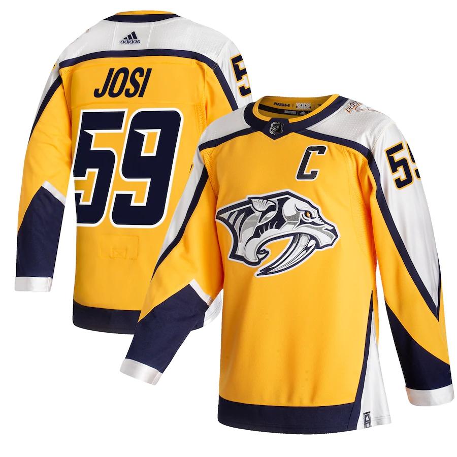 Men's Roman Josi Yellow 202021 Reverse Retro Player Team Jersey