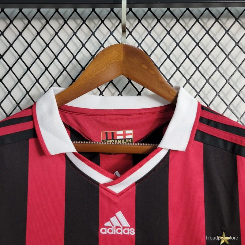 Retro Long Sleeve 2009-10 AC Milan Home Jersey