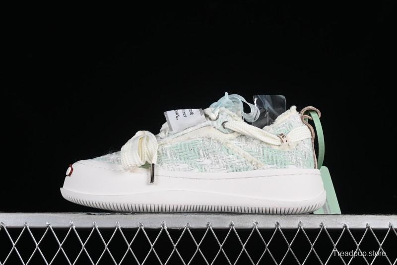 SMILEREPUBLIC Mint Manbo Light Blue Checkered Open Smile Platform Canvas Shoes - G.D4