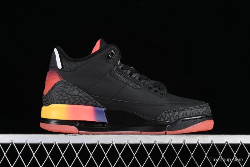 Nike Air Jordan 3 Retro "Rio" Collaboration Sneakers with Gradient Heel and J Balvin Logo - FN0344-001