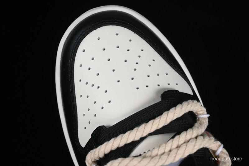 Nike Dunk Low SB Deconstructed Lace-Up Casual Sneakers with Scottish Plaid and Hemp Rope Design - DD1391-100