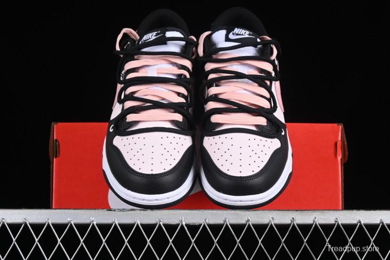 Nike Dunk Low Custom Deconstructed Strap Casual Sneakers in Black Pink - CW1590-100
