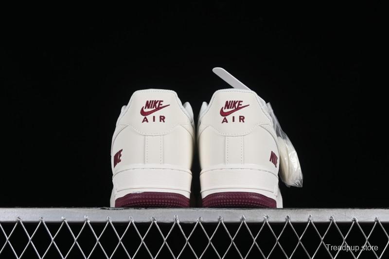 Nike Air Force 1 '07 Low "NIKE" Triple Swoosh Series White Wine Red Classic Casual Sneakers - TV2306-258