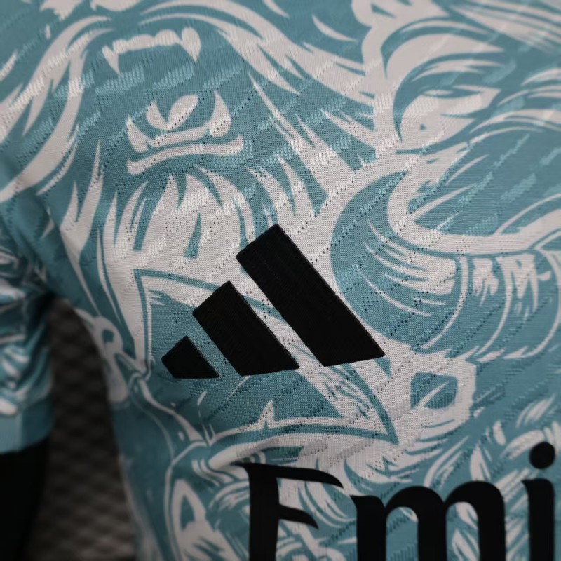 Player Version 25/26 Real Madrid Light Blue with Viking Warrior Pattern Jersey