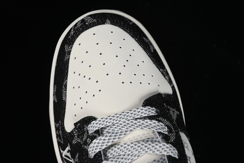 Nike SB Dunk Low LV Collaboration - Beige Black Denim Anniversary High-End Custom Low-Top Casual Skate Shoes - JH8310-946
