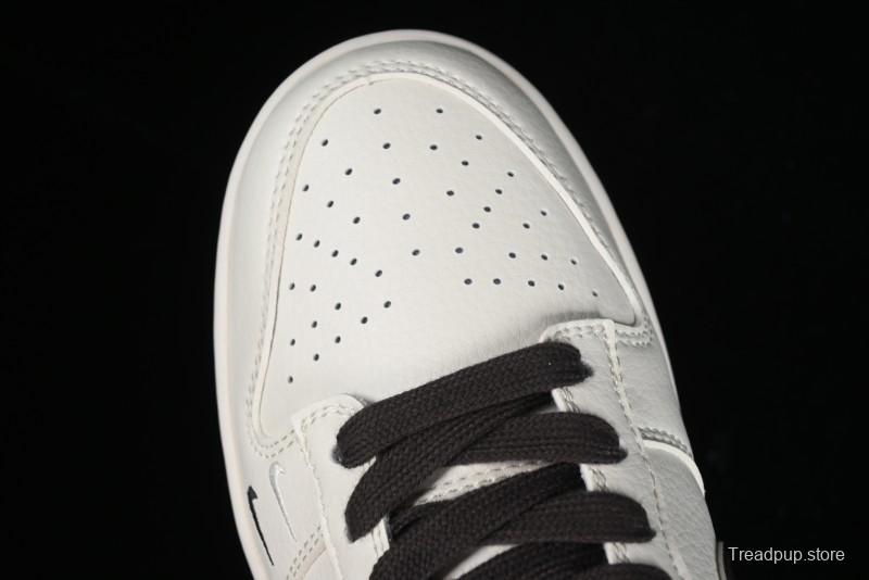 Stussy x Nike SB Dunk Low Anniversary Customized Casual Sneakers in Off-White Black Swoosh - DQ1098-378