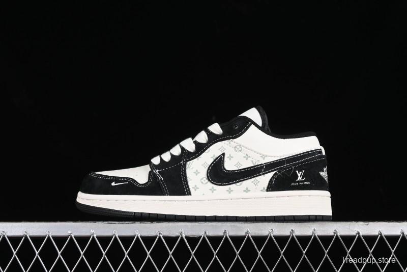 Nike Air Jordan 1 Low LV Collaboration - Black Warrior Custom High-End Basketball Shoes - SJ9950-007