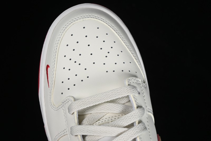 Nike SB Dunk Low Supreme Collaboration - Beige Red Mini Swoosh Anniversary Custom Low-Top Casual Skate Shoes - DJ2024-004