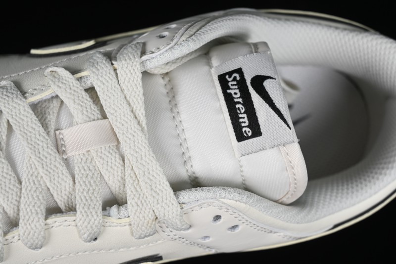 Nike SB Dunk Low Supreme Collaboration - Beige Black Mini Swoosh Anniversary High-End Custom Low-Top Casual Skate Shoes - DJ2024-006