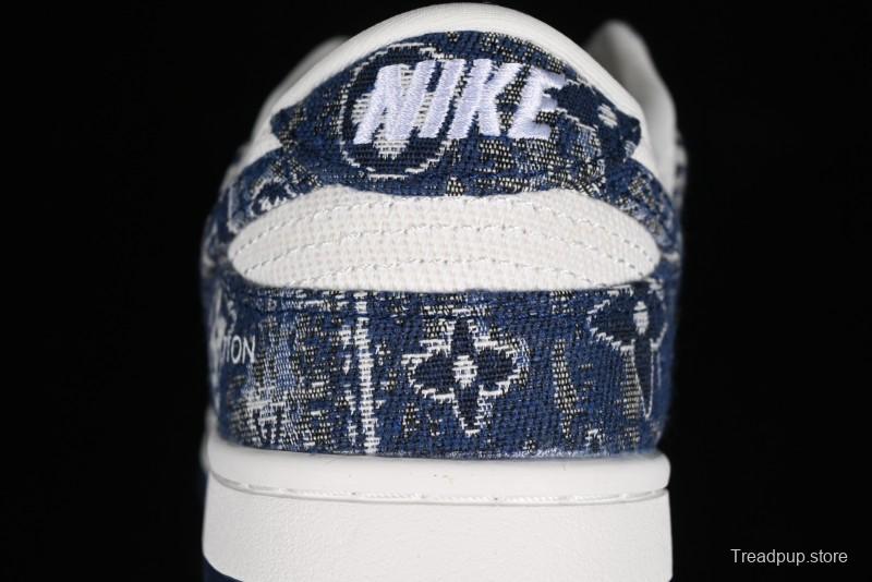 Nike SB Dunk Low LV Collaboration - Camo Mesh Anniversary High-End Custom Low-Top Casual Skate Shoes - JH8040-942