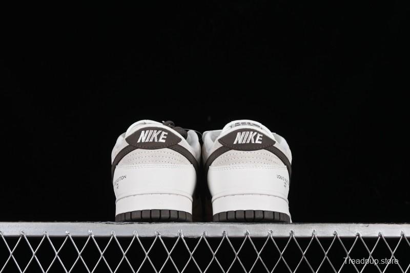 Nike SB Dunk Low LV Collaboration Anniversary Edition Premium Custom Suede Brown Swoosh Low-Top Casual Skate Shoes - LV6188-001