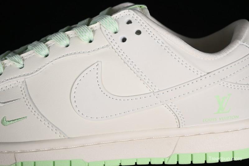 Nike SB Dunk Low LV Collaboration - Double Swoosh Fluorescent Green Anniversary High-End Custom Low-Top Casual Skate Shoes - XX2025-321