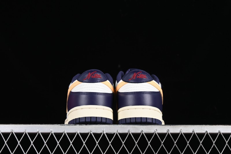 Nike Dunk Low Retro SB Skateboarding Shoes in Navy Blue with Purple Gold White Colorway - FV8106-181