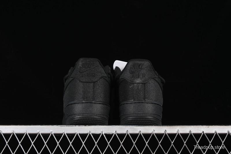 Nike Air Force 1 '07 Low Cleanfit High Street Retro Style All Black Star-Studded Diamond Accents Lace-Up Low-Top Casual Sneakers - ZH0316-030