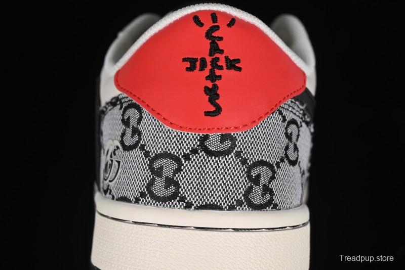 Nike Travis Scott x Fragment Design x Air Jordan 1 Low OG SP AJ1 Gucci Collaboration - Black Grey Pattern Low Top Casual Sneakers - XY2688-117