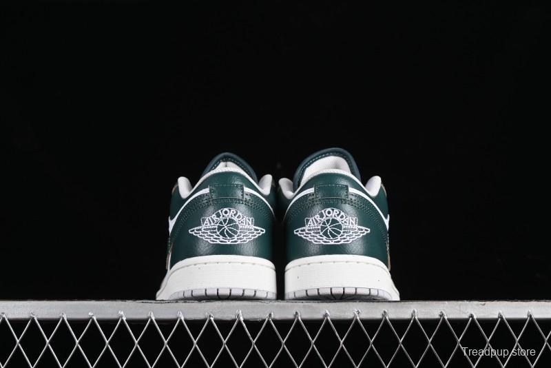 Nike Air Jordan 1 Low Retro Casual Sneakers in White Green - FQ7687-300