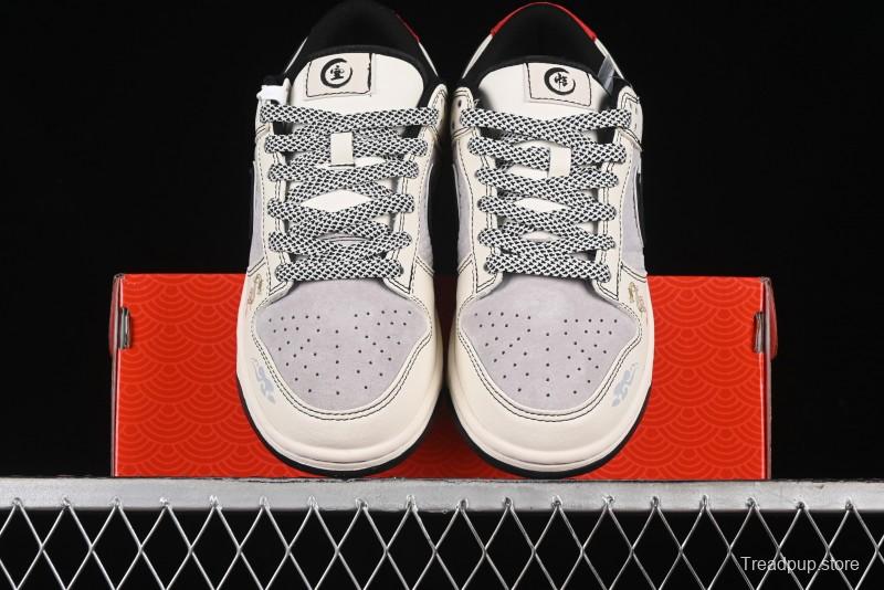 Nike SB Dunk Low Black Wukong Series - Beige Grey Black Swoosh Anniversary Custom Low-Top Casual Skate Shoes - SJ1089-014