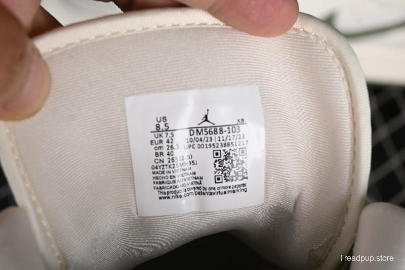 Nike Air Jordan 1 Low AJ1 Gucci Collaboration - Beige Green Knit High-End Custom Retro Basketball Shoes - DM5688-103