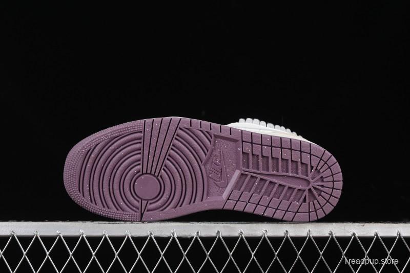 Nike Air Jordan 1 Low Retro Casual Sneakers with Smooth Leather and Suede - FQ8094-100