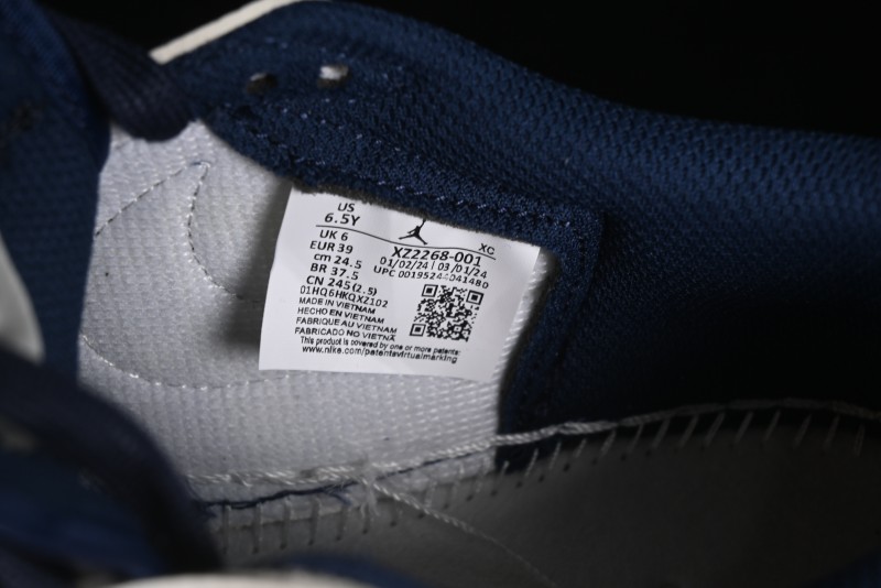 Nike Travis Scott x Fragment Design x Air Jordan 1 Low OG SP AJ1 Supreme Collaboration - Dark Blue Swoosh Low-Top Casual Sneakers - XZ2268-001