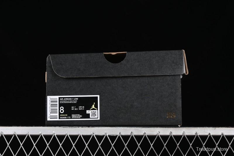 Nike Air Jordan 1 Low AJ1 Black White Gold Hook Basketball Shoes - 553558-172