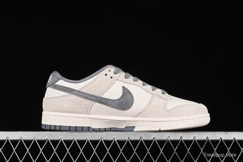 Nike SB Dunk Low x Supreme x Stussy Anniversary Customized Sneakers in Off-White Grey Check - SJ2068-272