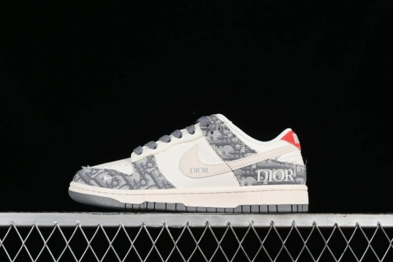 Nike SB Dunk Low Dior Collaboration - Suede Gray Anniversary High-End Custom Low-Top Casual Skate Shoes - XY1688-004