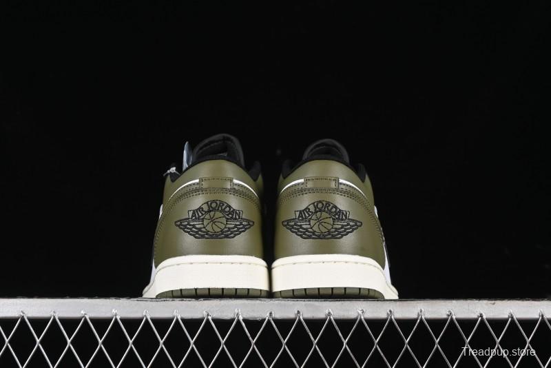 Nike Air Jordan 1 Low "Medium Olive" Retro Casual Sneakers - 553558-092