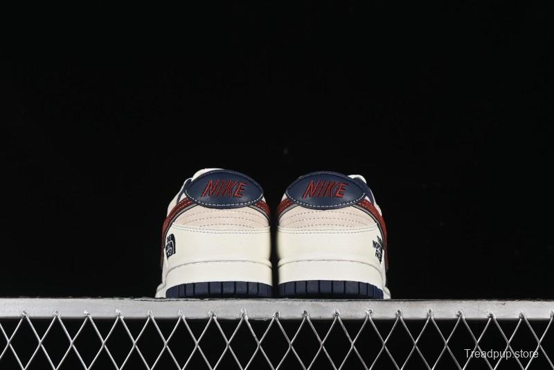 Nike SB Dunk Low The North Face Collaboration - Two-Tone Red Brown Swoosh Anniversary Custom Low-Top Casual Skate Shoes - DJ2024-036