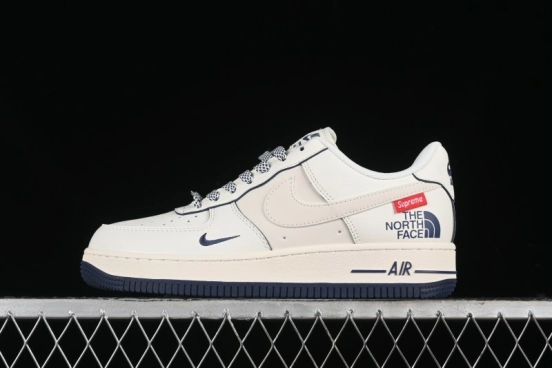 Nike Air Force 1 '07 Low Supreme The North Face Collaboration - Off White Light Blue Casual Sneakers - XZ1996-130