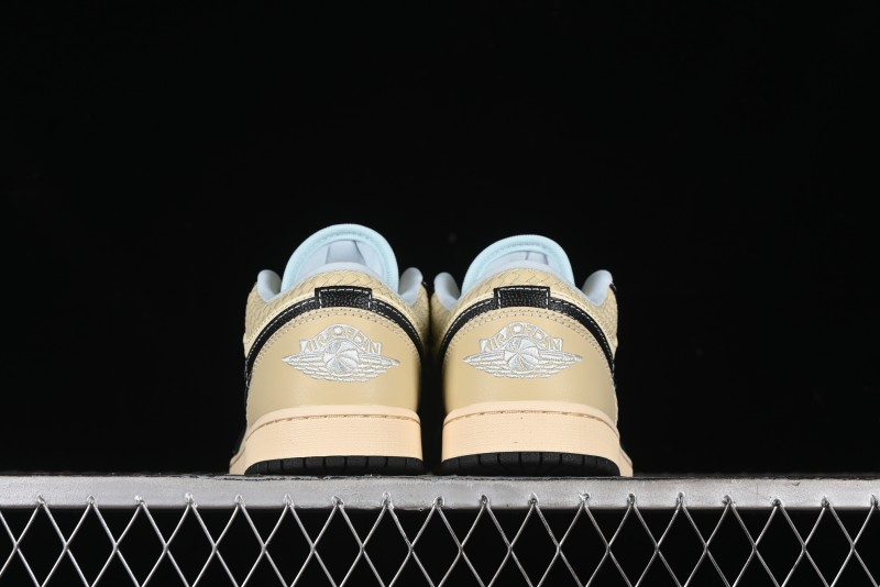 Nike Air Jordan 1 Low "Coconut Milk Black" Casual Basketball Shoes with Contrast Swoosh - HQ3437-101
