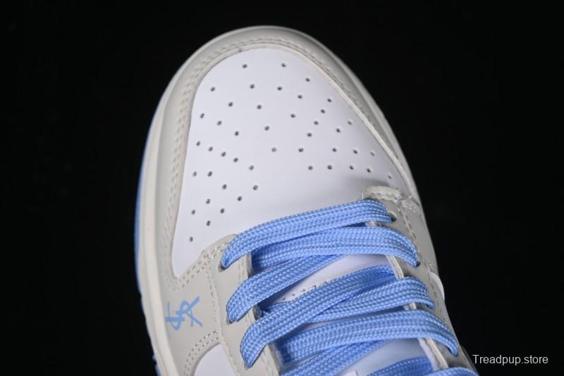 Nike SB Dunk Low Saint Laurent Series - White Grey Blue Swoosh Anniversary High-End Custom Low-Top Casual Sneakers - GF2409-168