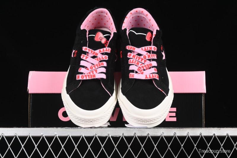 Converse One Star Hello Kitty Collaboration Low-Top Casual Sneakers with Embroidered Bow - 362940C