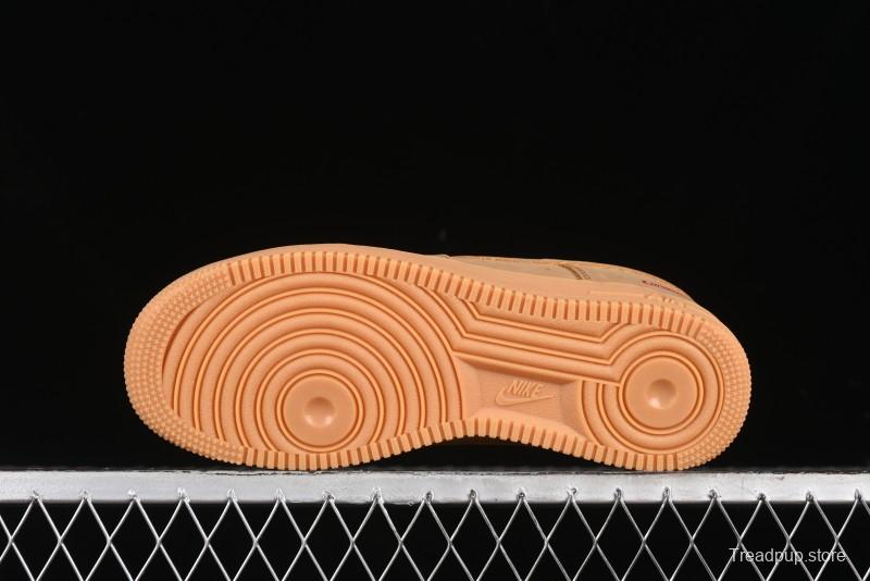 Nike Supreme x Air Force 1 Low Casual Sneakers in Wheat Suede with Full-Length Air Cushion - DN1555-200