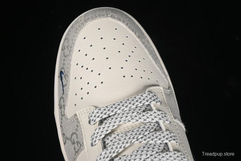 Nike SB Dunk Low Gucci Collaboration - Smoke Blue Anniversary High-End Custom Low-Top Casual Skate Shoes - XX2025-801