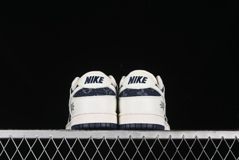 Nike SB Dunk Low LV Collaboration - Light Blue Denim Print Anniversary High-End Custom Low-Top Casual Skate Shoes - XB3802-359