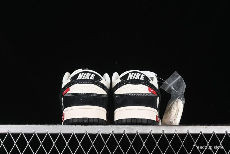 Nike SB Dunk Low Stussy Collaboration - Black White Marking Line Anniversary High-End Custom Low-Top Casual Sneakers - BB9898-008