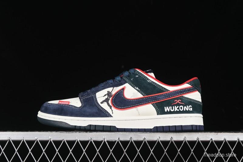 Nike SB Dunk Low Wukong Series - Beige with Navy Swoosh Anniversary Customized Low-Top Casual Skate Shoes - DJ2024-035