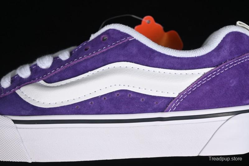 Vans Classics Knu Skool Full-Grain Leather Retro Sneakers with Chunky Silhouette - VN000CS0DRV