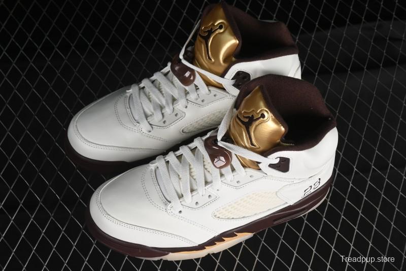 Nike Air Jordan 5 Retro Basketball Shoes in White/Tan - DD9336-200