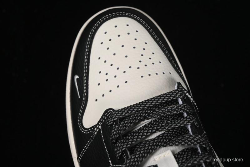 Nike Air Jordan 1 Low Stussy Collaboration - Black Sail Stitched Retro Basketball Shoes - CF3688-023