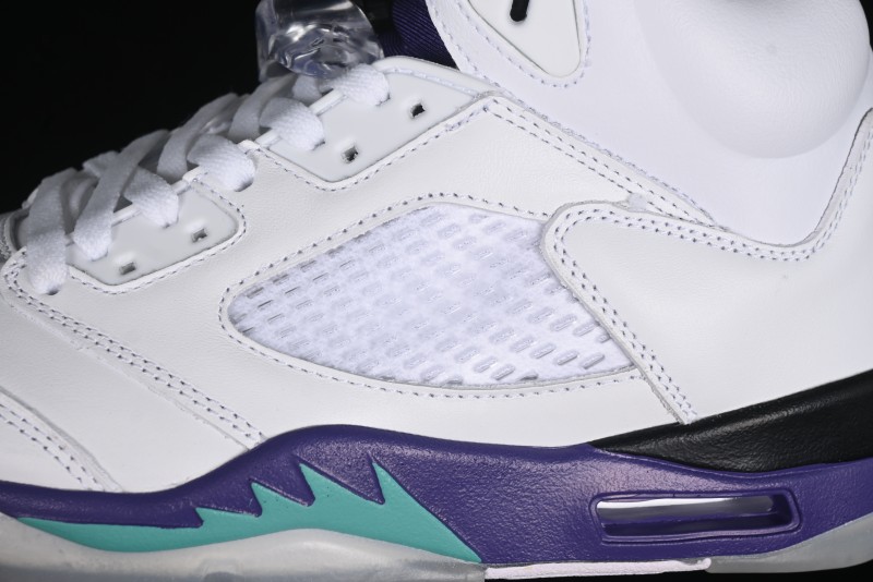 Nike Air Jordan 5 Retro Sneakers in White and Purple Grape Colorway - 136027-108