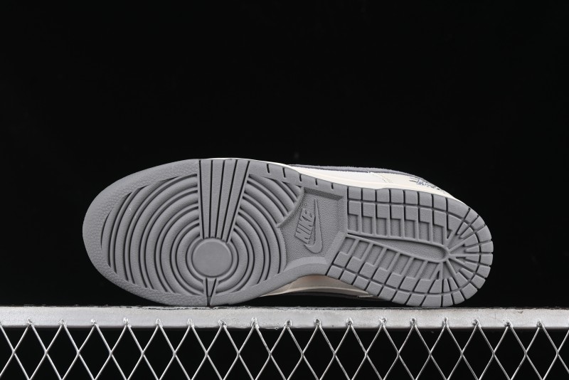 Nike SB Dunk Low Stussy Collaboration - Grey Pigskin Red Tail Anniversary High-End Custom Low-Top Casual Skate Shoes - XY2025-015