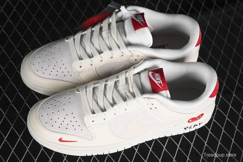 Nike SB Dunk Low Comme des Garçons Collaboration - Pigskin White Swoosh Anniversary Custom Low-Top Casual Skate Shoes - KK1333-004
