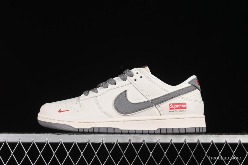 Nike SB Dunk Low Supreme Collaboration - Beige Canvas Swoosh Anniversary High-End Custom Low-Top Casual Sneakers - XX2025-108