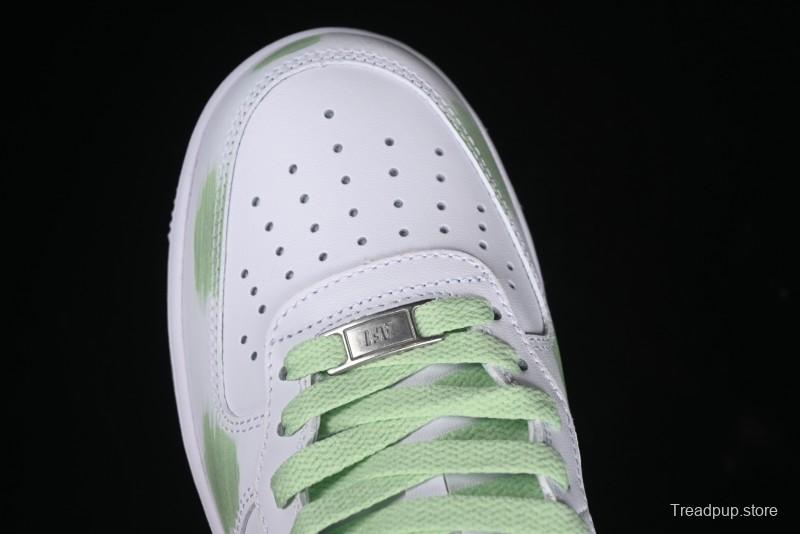 Nike Air Force 1 '07 Mid Hand-Painted White Green with Swoosh Shadow and Strap - CW2289-111