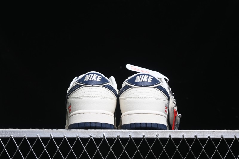 Nike SB Dunk Low Stone Island x Supreme Collaboration - Navy Blue & Off-White Anniversary High-End Custom Low-Top Casual Sneakers - BB9866-007