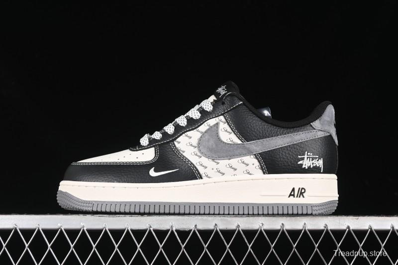 Nike Air Force 1 '07 Low Stussy Collaboration - Black Grey Casual Sneakers - XZ3328-566