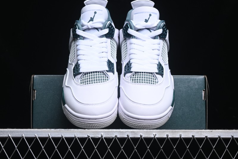 Nike Air Jordan 4 Retro Sneakers in White, Oxidized Green and Neutral Grey - AQ8138-103